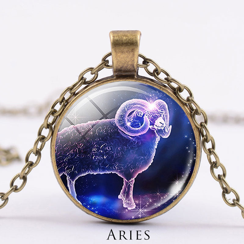 KarmaRipple's 12 Constellations of the Zodiac Moon Starry Sky Protection Blessing Pendant Necklace p35