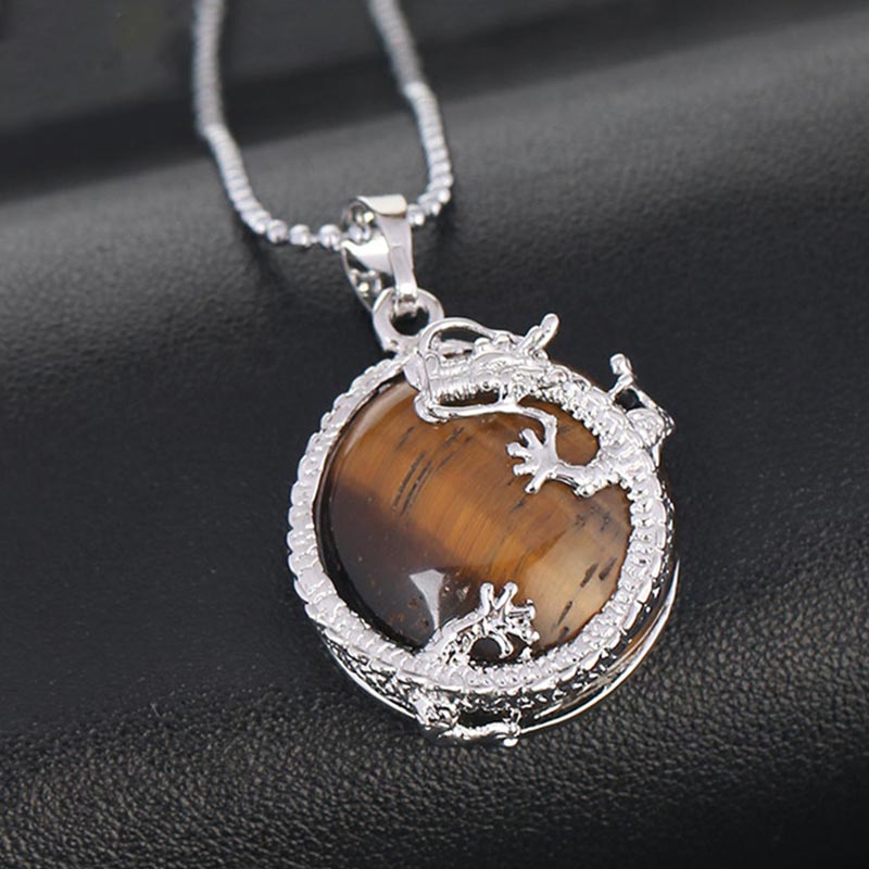 KarmaRipple's Chinese Dragon Authentic Quartz Gemstone Balancing Energy Pendant Necklace p26