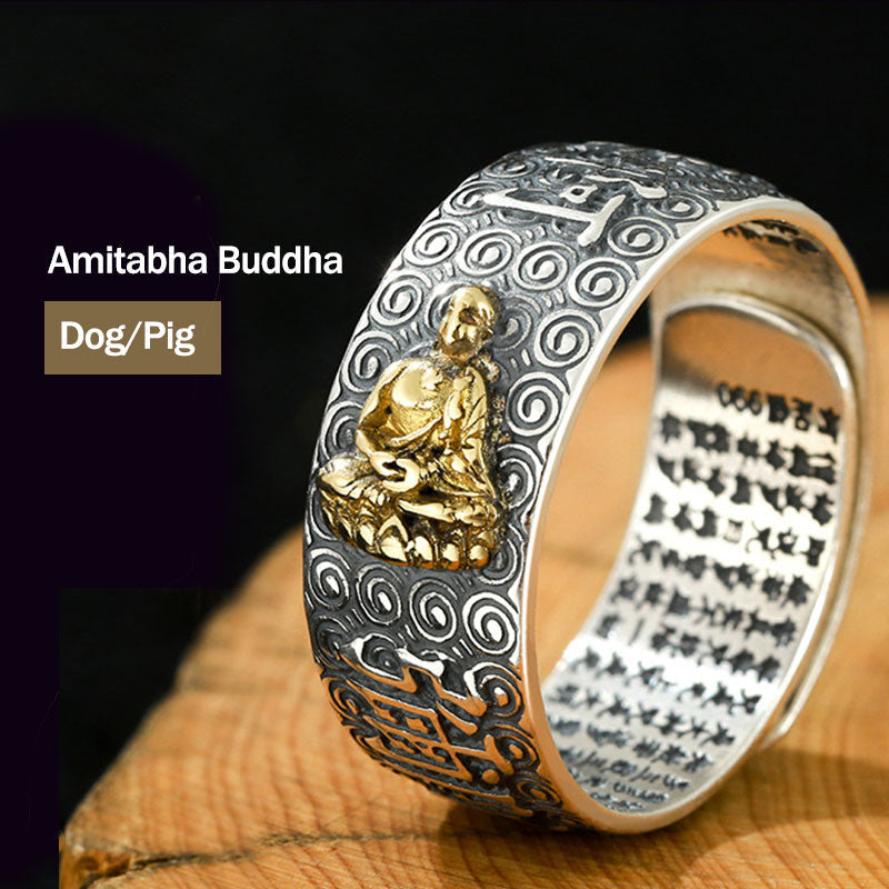KarmaRipple's Chinese Zodiac Natal Buddha Wealth Fortune Adjustable Ring p12