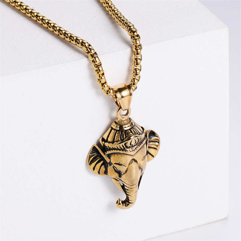 KarmaRipple's Ganesh Ganpati Elephant Titanium Steel Protection Necklace Pendant p2