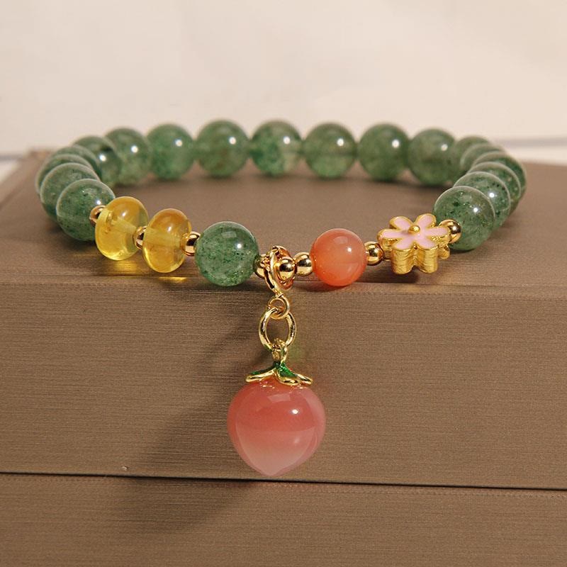 KarmaRipple's Authentic Green Strawberry Quartz Love Peach Talisman Bracelet p1