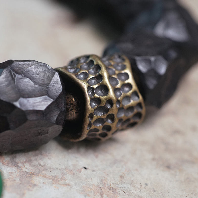 KarmaRipple's Tibet Ebony Wood Bronze Peace Tassel Wrist Mala Bracelet p9