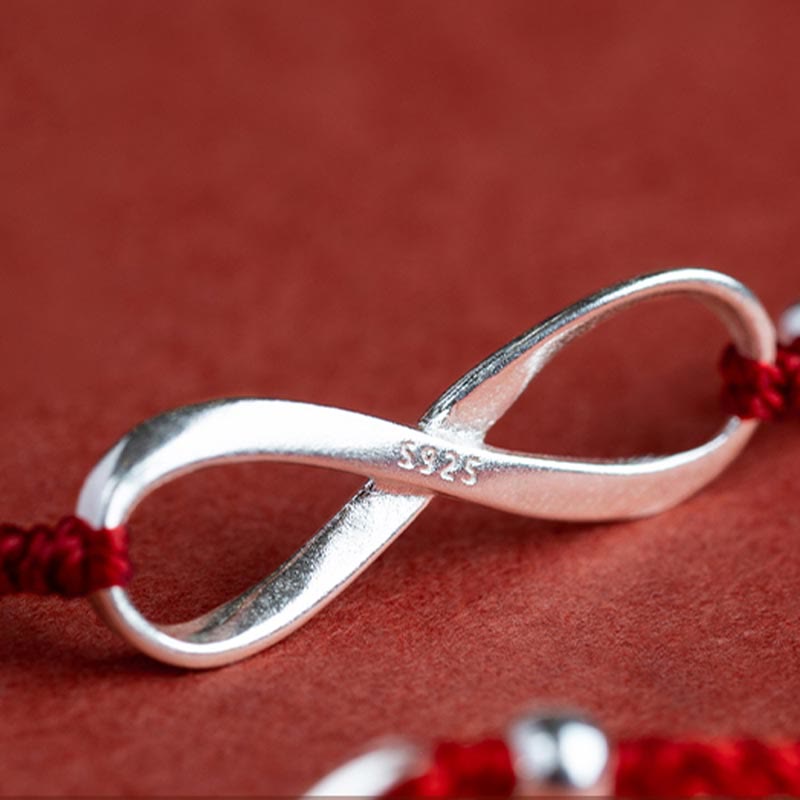 KarmaRipple's 925 Sterling Silver Endless Weave Protection Fortune Red String Bracelet Anklet p17