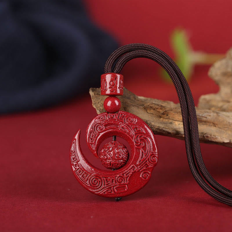 KarmaRipple's One's Fortune Improves Design Patern Authentic Cinnabar Concentration Pendant Necklace p25