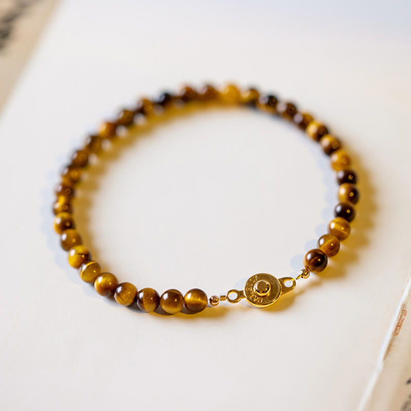KarmaRipple's 14K Gold Plated Authentic Tiger Eye Stone Courage Protection Bracelet p11