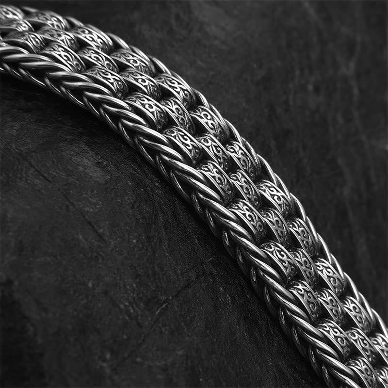 KarmaRipple's Tibetan Om Mani Padme Hum Tang Dynasty Flower Design Bronze Peace Chain Bracelet p4