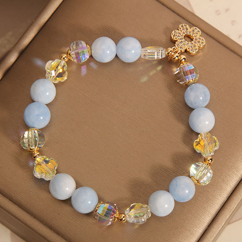 KarmaRipple's Authentic Aquamarine Flower Balancing Gemstone Bracelet p5
