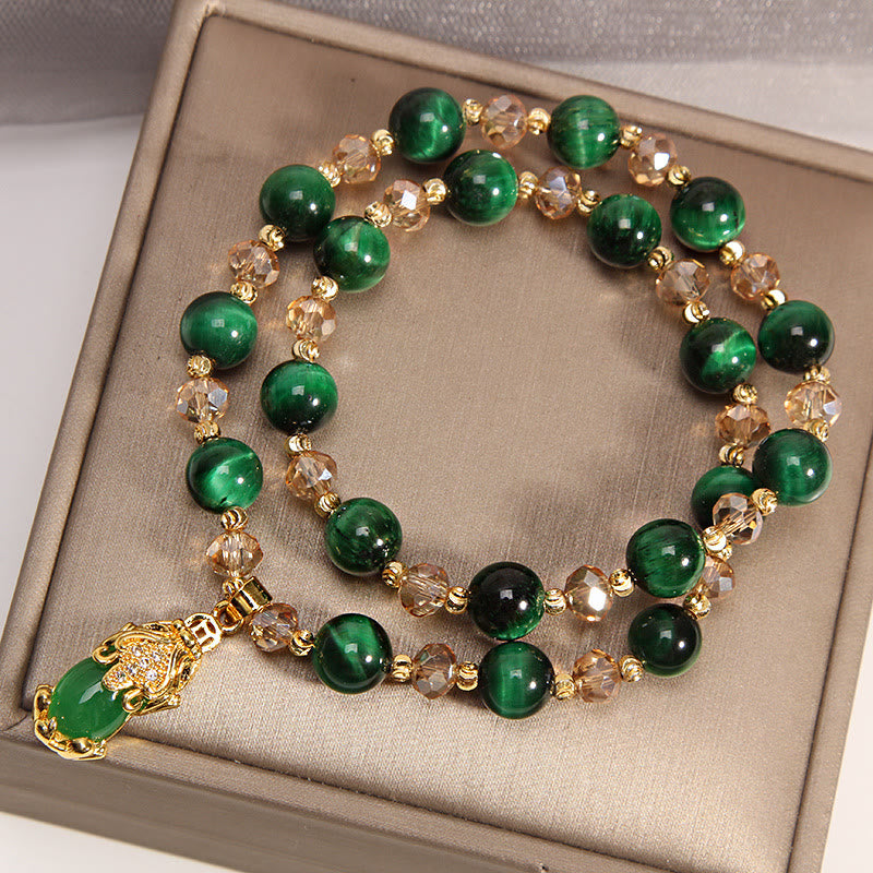 KarmaRipple's Tiger Eye Pixiu Fox Money Bag Protection Self Confidence Double Wrap Bracelet p13