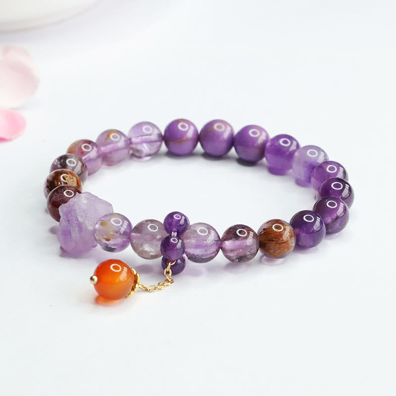 KarmaRipple's Authentic Amethyst Purple Phantom Gemstone Spiritual Awareness Bracelet p3