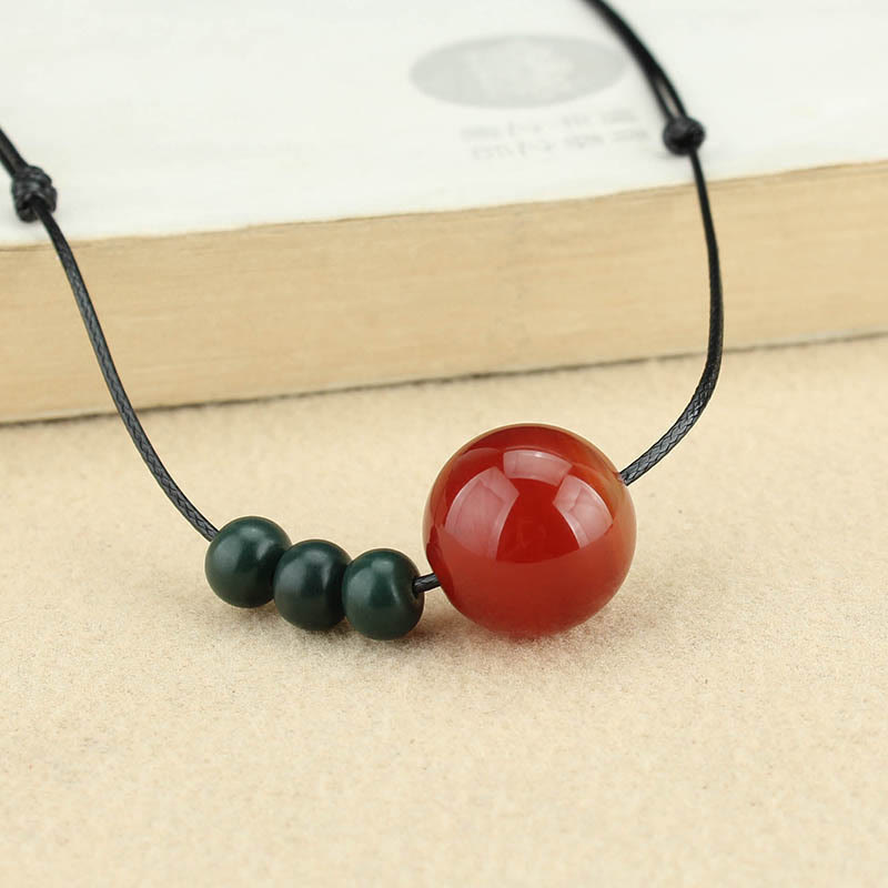 KarmaRipple's Red Agate Green Aventurine Green Bodhi Seed Bead Calm Leather Rope Pendant Necklace p17