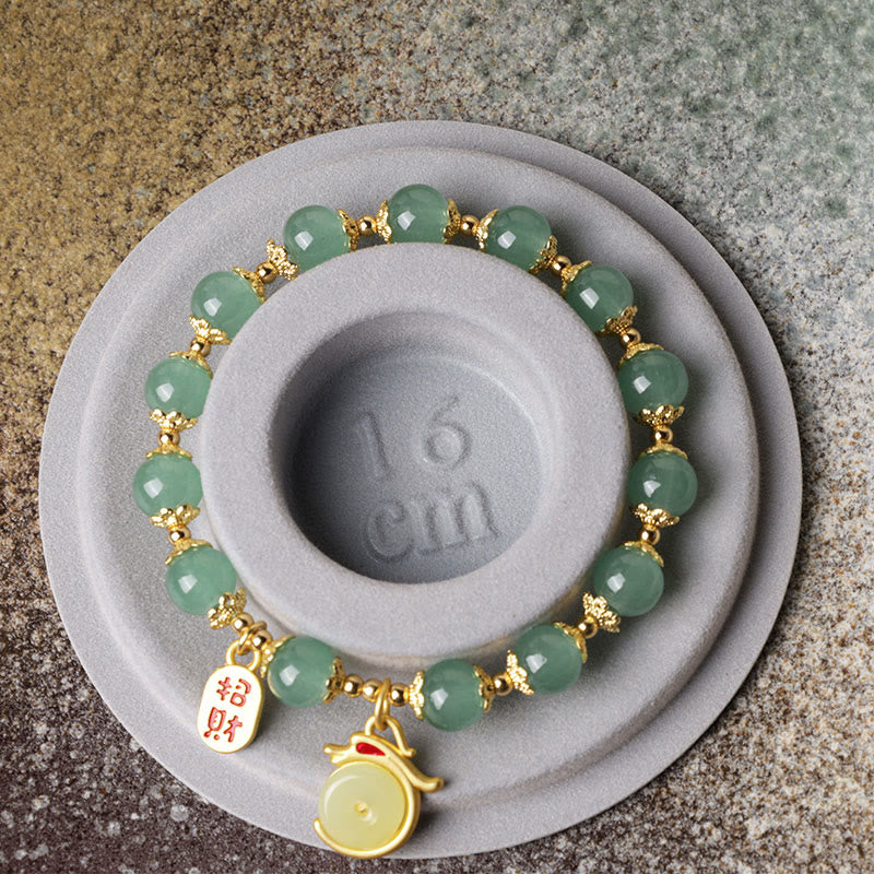 KarmaRipple's Year of the Dragon Red Agate Green Aventurine Peace Buckle Fu Character Fortunate Fortune Bracelet p12