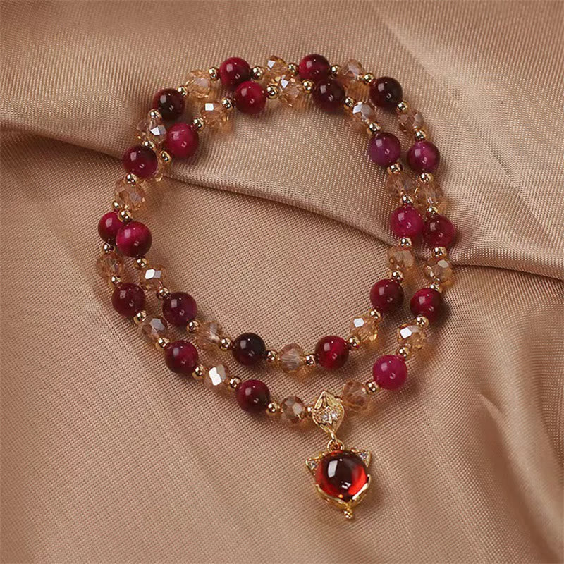 KarmaRipple's Red Tiger Eye Fox Protection Double Wrap Bracelet p4