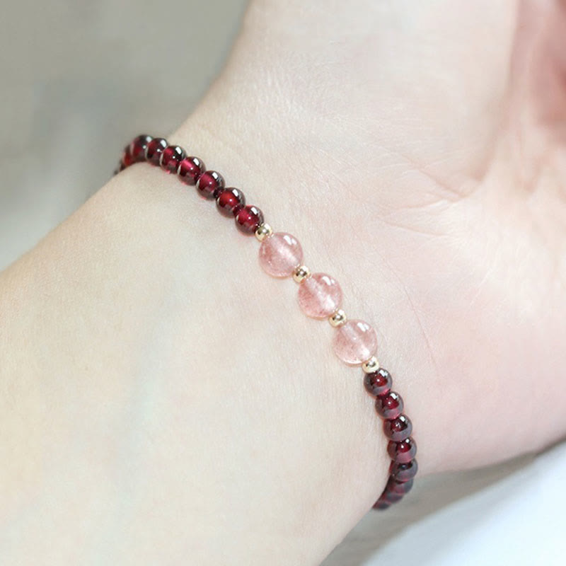 KarmaRipple's Authentic Garnet Strawberry Quartz Calm Bracelet p16