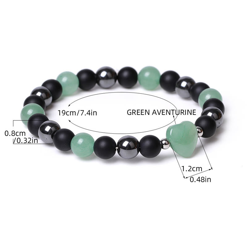 KarmaRipple's Black Onyx Tiger Eye Stone Gemstone Love Heart Protection Bracelet p18