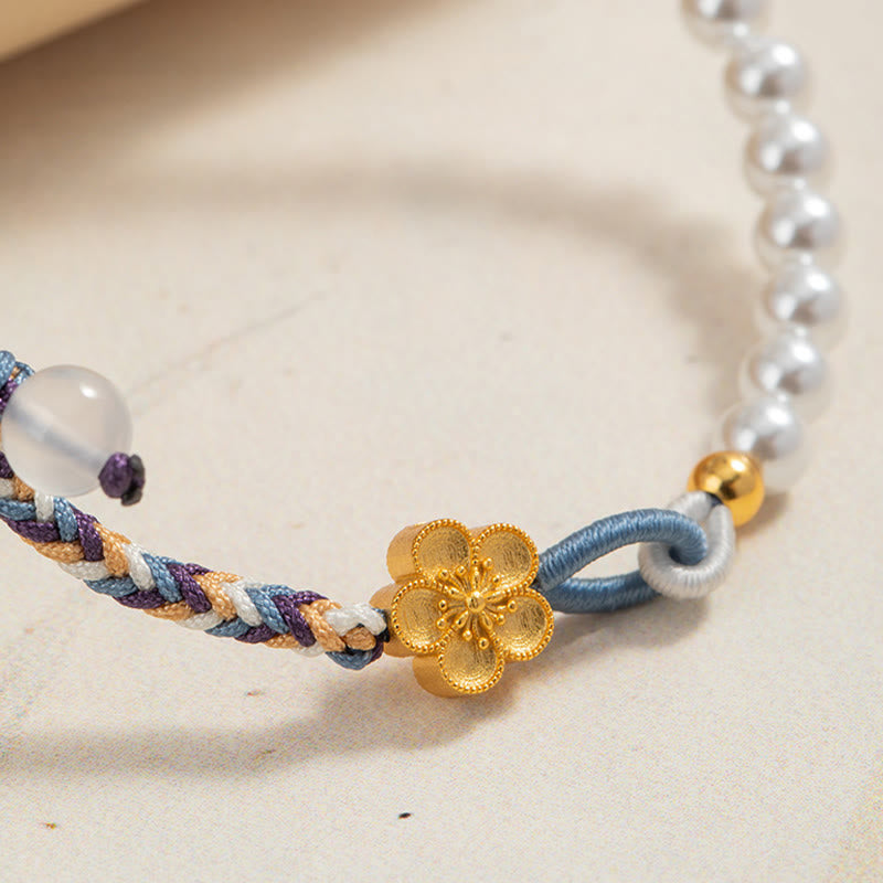 KarmaRipple's 925 Sterling Silver Peach Blossom Pearl Chalcedony Balancing Rope Bracelet p4