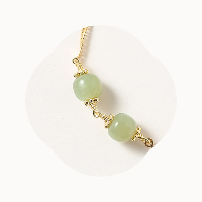 KarmaRipple's 14K Gold Plated Hetian Jade Golden Rose Flower Fortune Chain Bracelet p8