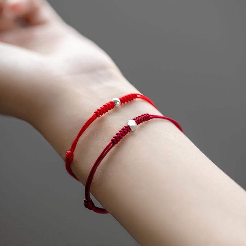 KarmaRipple's 925 Sterling Silver Fortune Bead Protection Red String Woven Bracelet p6