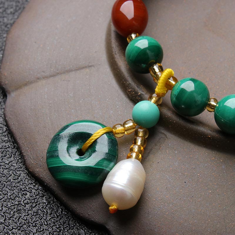 KarmaRipple's Authentic Malachite Red Agate Bead Protection Talisman Bracelet p4