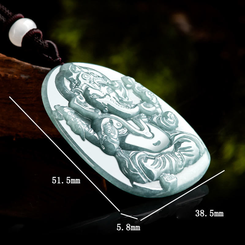 KarmaRipple's Authentic Jade Ganesh Ganpati Elephant Protection Amulet Pendant Necklace p9