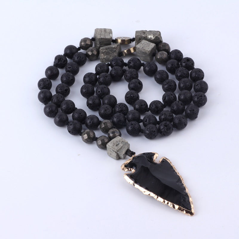KarmaRipple's Authentic Lava Rock Yoga Meditation Pendant Arrow Necklace ( p2
