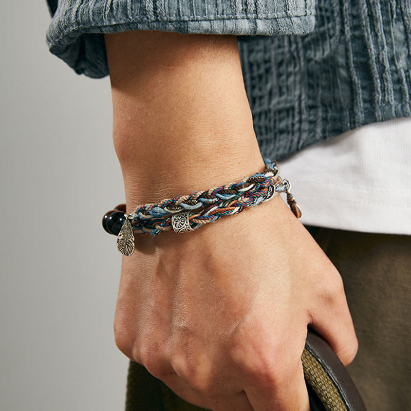 KarmaRipple's 925 Sterling Silver Tiger's Eye Colorful Cotton Rope Handmade Willpower Bracelet p10