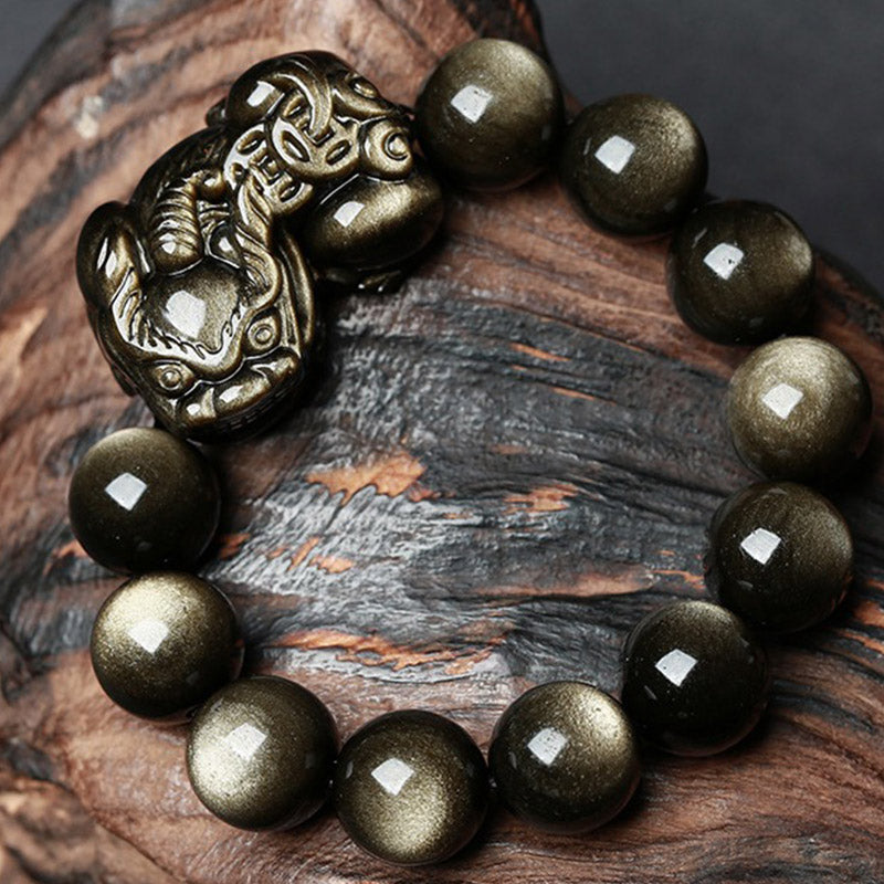 KarmaRipple's FengShui PiXiu Golden Obsidian Protection Bracelet p9