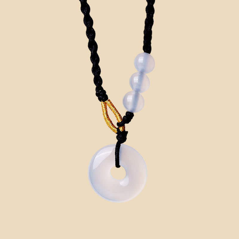 KarmaRipple's Strawberry Quartz Chalcedony Peace Buckle Balancing Pendant Necklace p10