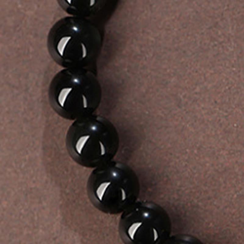 KarmaRipple's Authentic Black Obsidian Hetian Jade Gourd Double Happiness Strength Bracelet p8