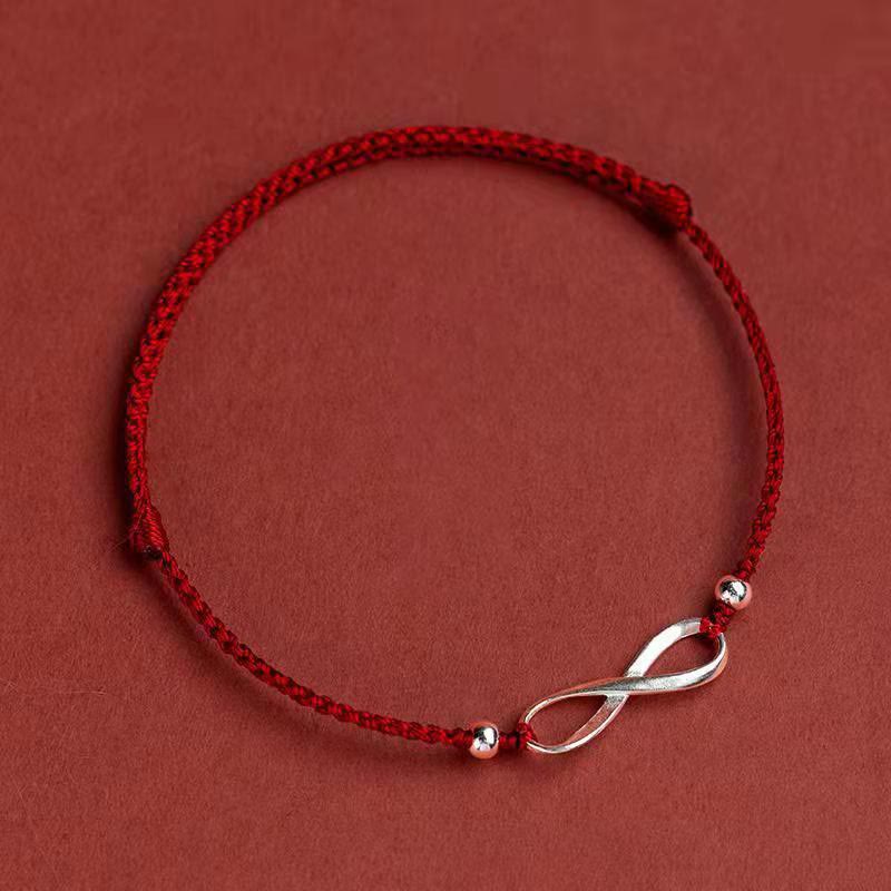 KarmaRipple's 925 Sterling Silver Endless Weave Protection Fortune Red String Bracelet Anklet p4