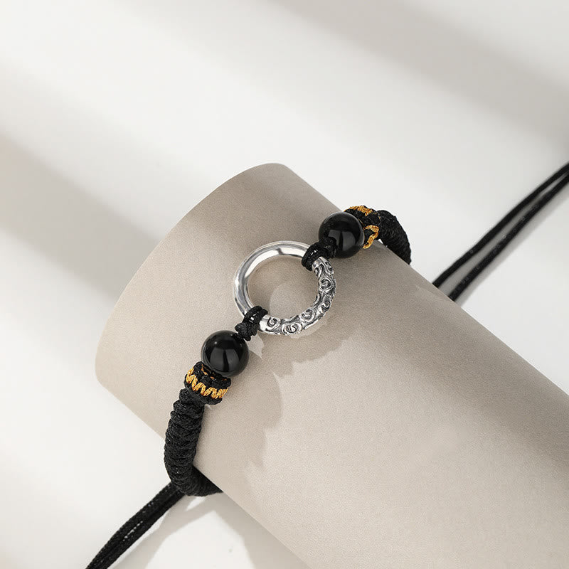 KarmaRipple's 925 Sterling Silver Peace Buckle Auspicious Clouds Fortune Woven Bracelet p3