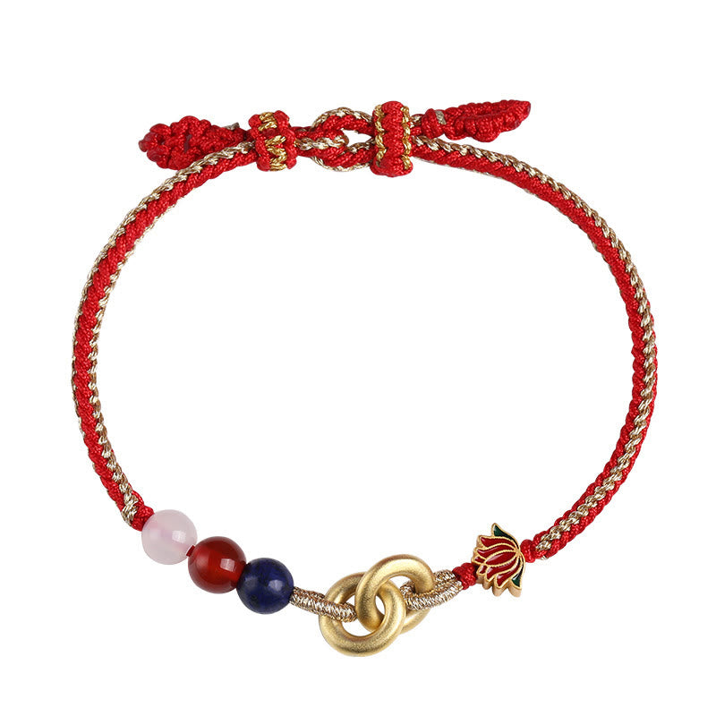 KarmaRipple's 925 Sterling Silver Double Peace Buckle Lotus Auspicious Bracelet p13