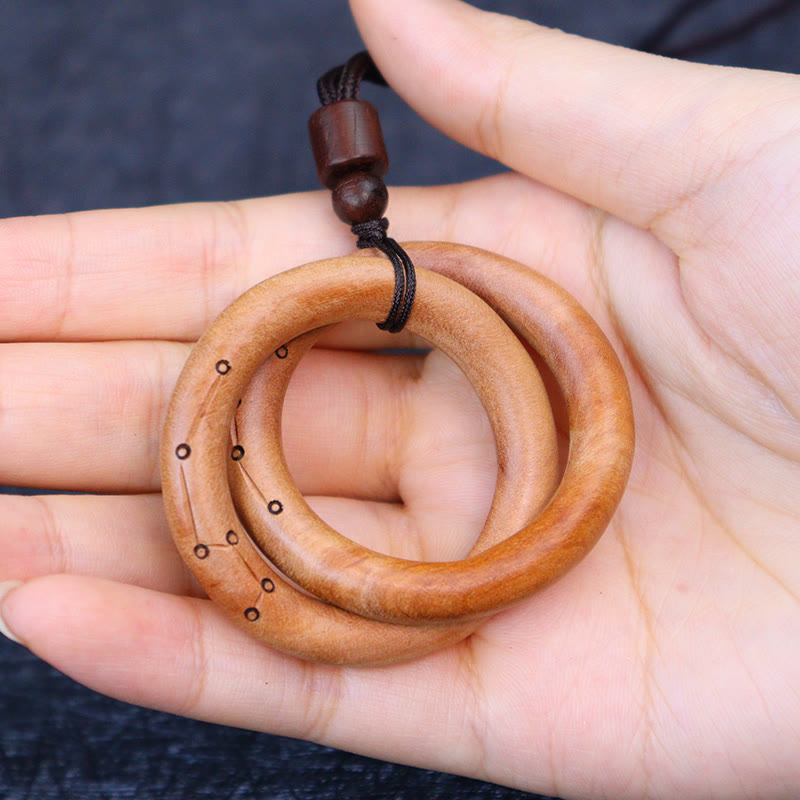 KarmaRipple's Jujube Wood Taoist Yin Yang Ring Qiankun Circle Fortune Ward Off Evil Spirits Pendant Necklace p7