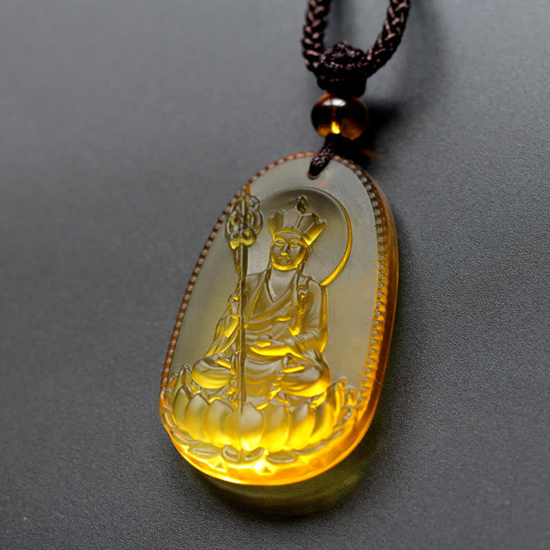 KarmaRipple's Ksitigarbha Buddha Liuli Gemstone Serenity Amulet Pendant Necklace p5