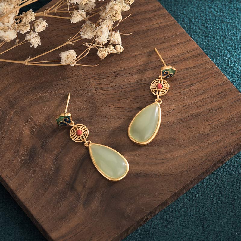 KarmaRipple's FengShui Jade Double Happiness Fortune Earrings p3
