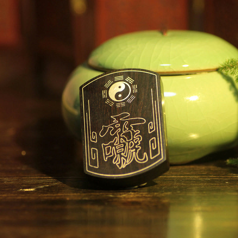 KarmaRipple's 999 Sterling Silver Ebony Wood Red Sandalwood Yin Yang Bagua Balance Pendant Necklace p5