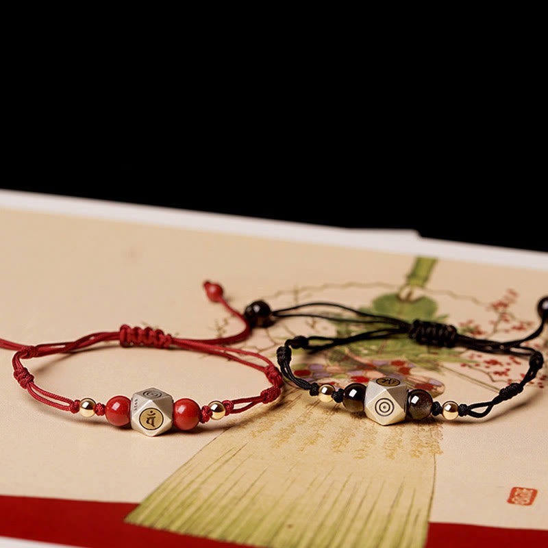 KarmaRipple's Handmade 925 Sterling Silver Chinese Zodiac Natal Buddha Cinnabar Calm Woven Bracelet p10